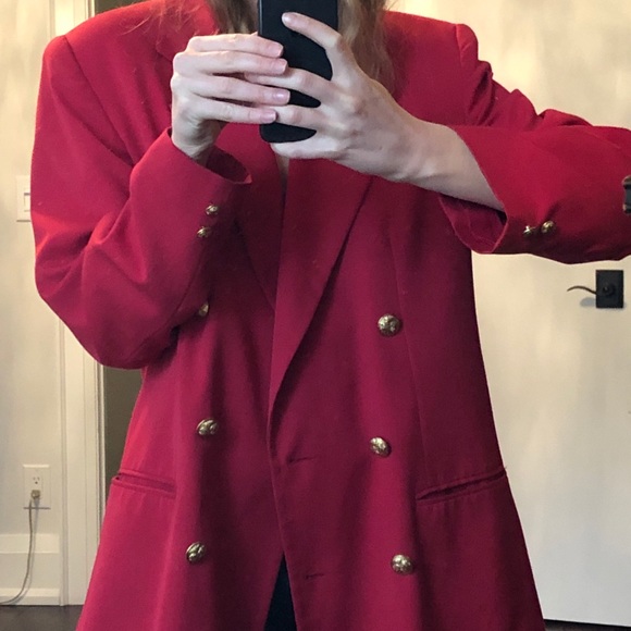 COPY - Ruby red vintage blazer with gold buttons - Picture 1 of 5